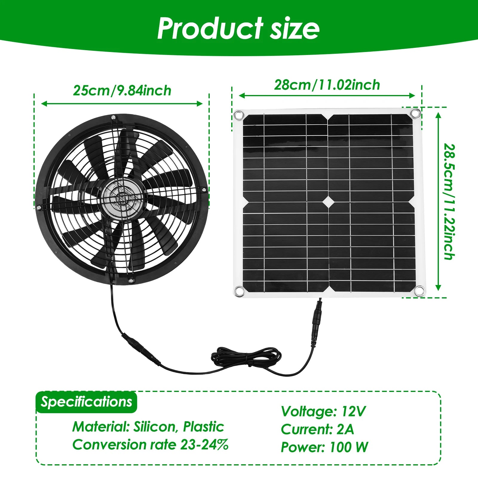 100W Solar Exhaust Fan – Chicken Coop, Greenhouse & Shed