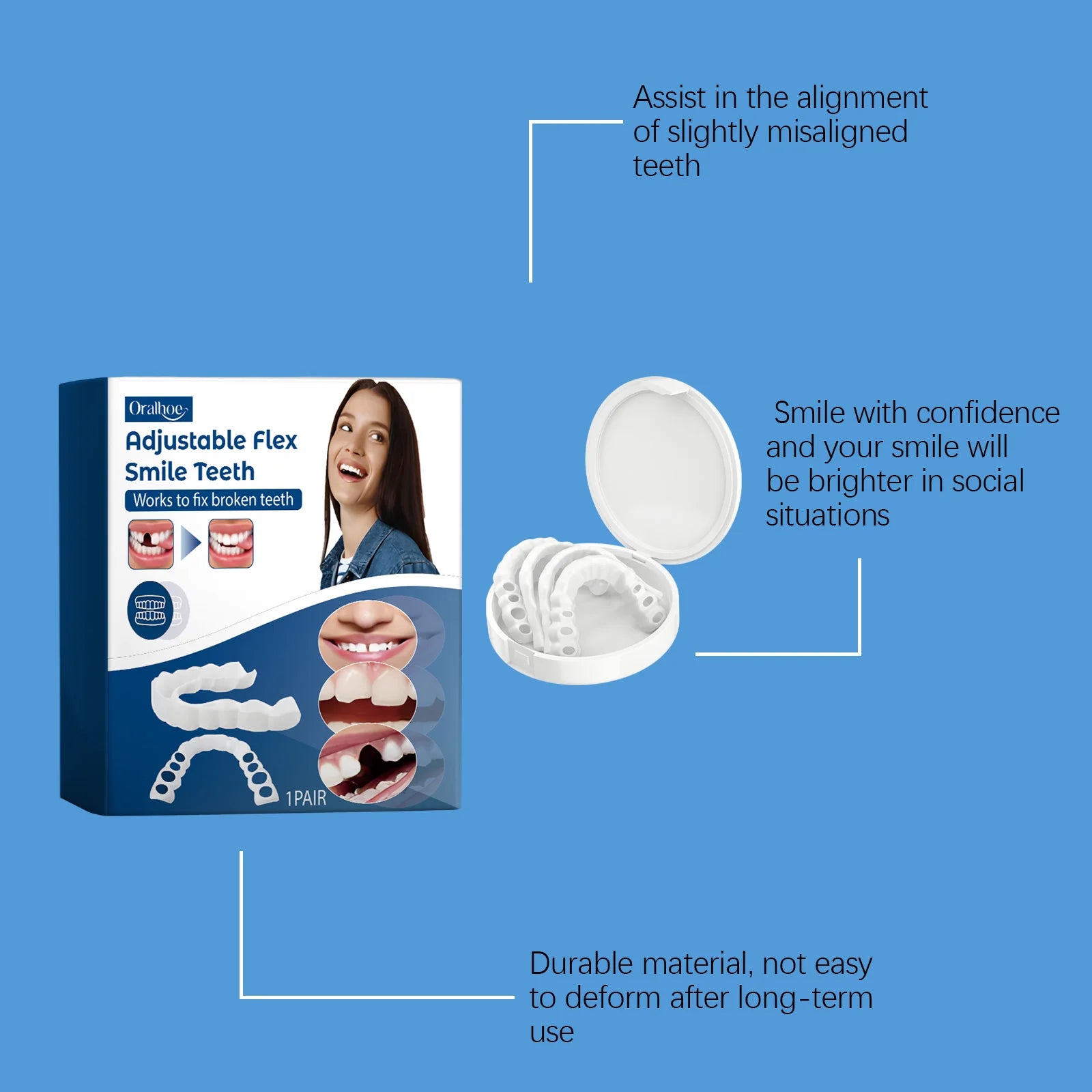Adjustable Snap-On Dental Veneers – Temporary Teeth Cover Snap-On Dental Veneers Oasis Select