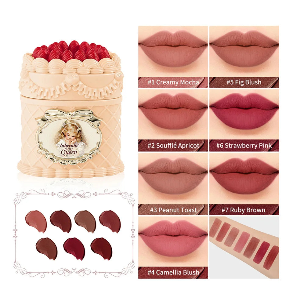 5ml Strawberry Cake Matte Lip Mud, Velvet Matte Lipstick, Retro High Pigment Soft Focus Lip Gloss Oasis Select