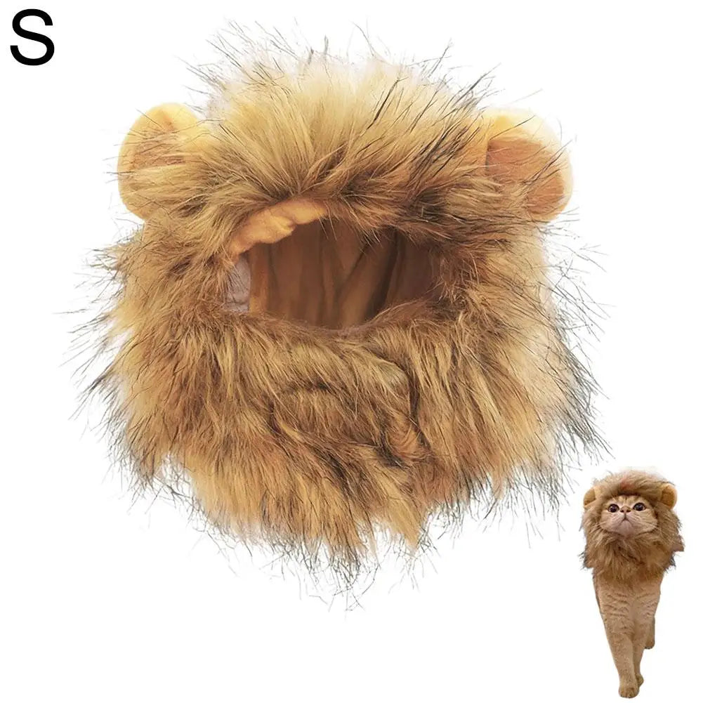 Cat Hairpiece Humorous Lion Mane Headgear for Dogs and Cats Adjustable Costume Accessories for Fun Dress-up and Play Oasis Select S