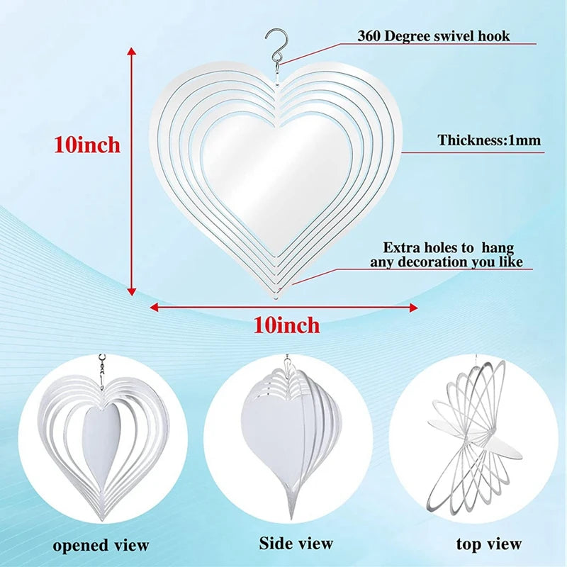 4Pack 10 Inch Sublimation Wind Spinner Blanks,Double-Sided Hanging 3D Wind Sculpture For Outdoor Garden Yard Decoration Oasis Select