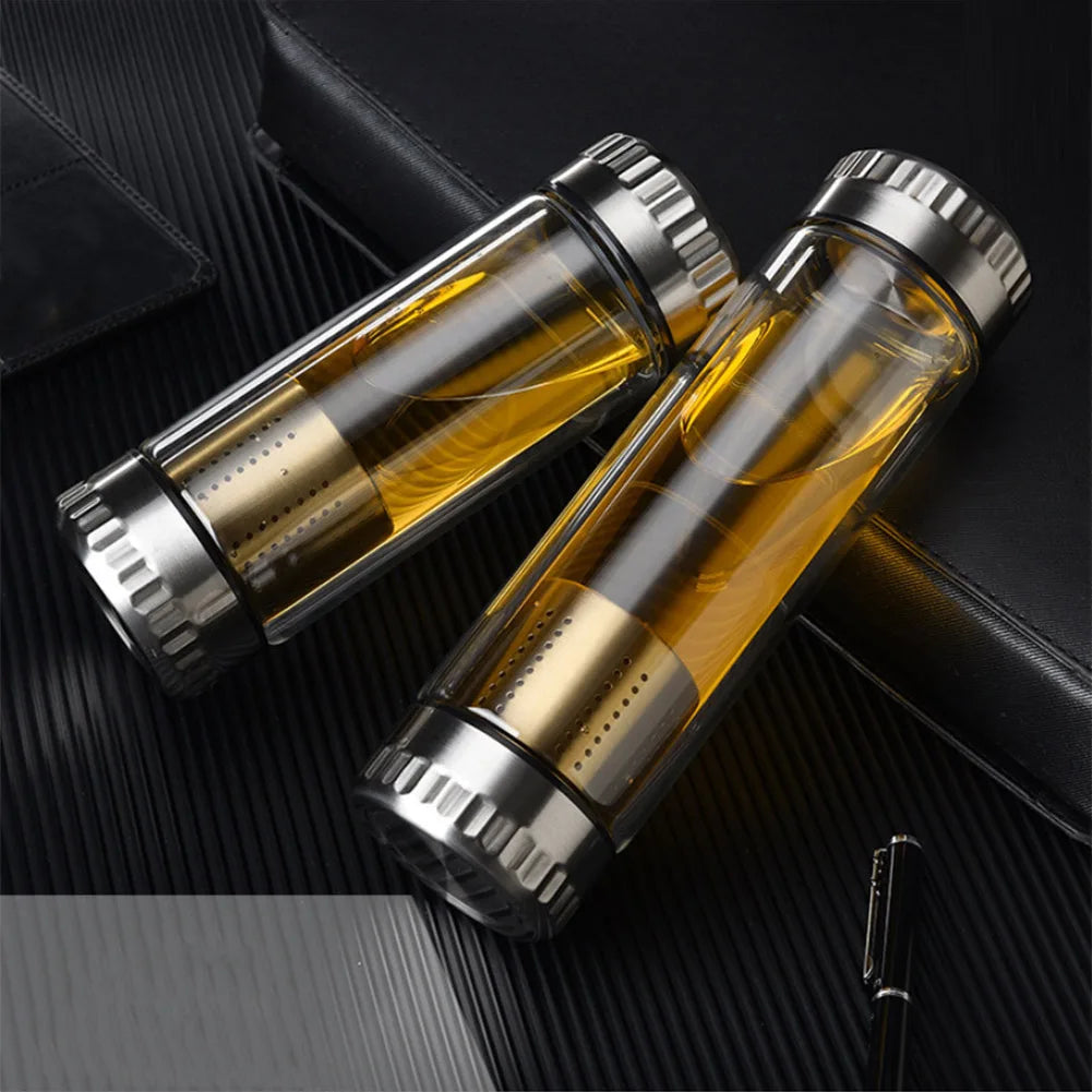 Double Wall Glass Tea Bottle with Filter – 320ml & 420ml