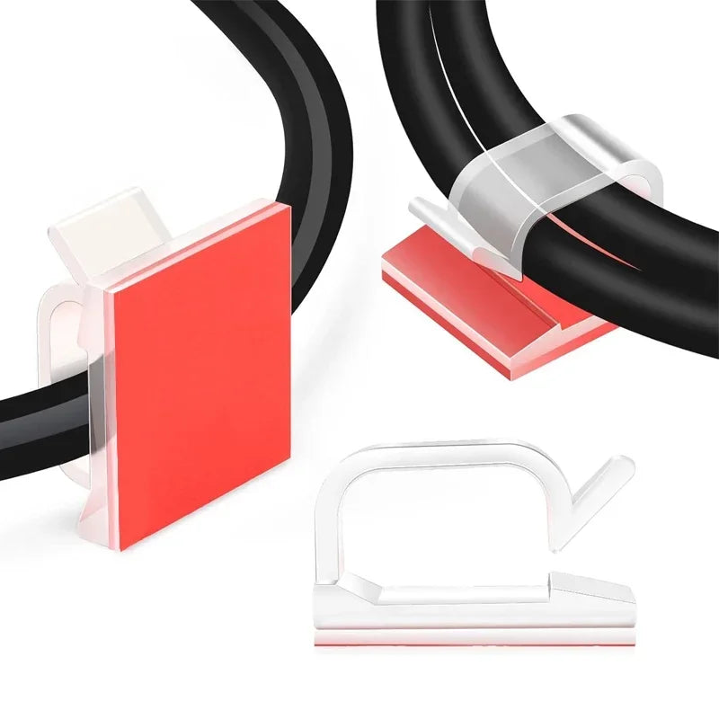 50PCS Adhesive Cable Wire Clips Clear Cable Outdoor Cable Management Wire Organizer Cord Holder for Under Desk Car Wall TV Cable Oasis Select