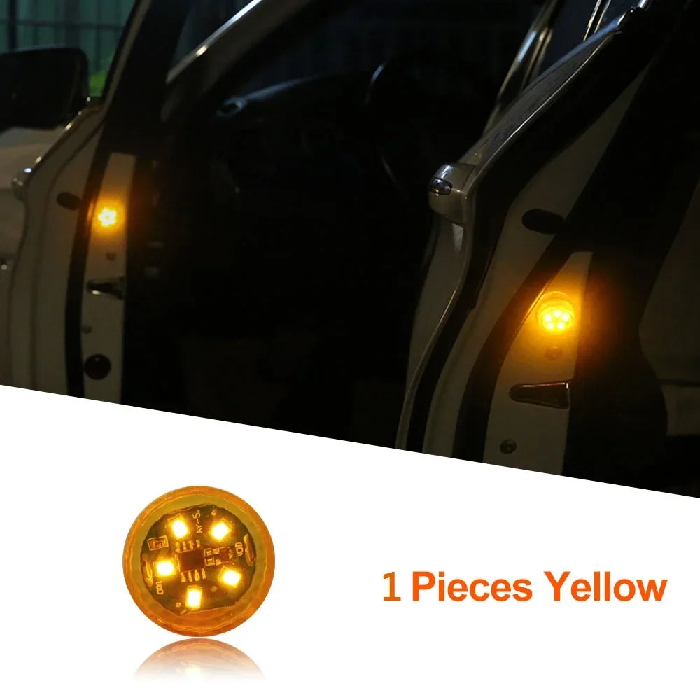 1/2/4pcs Universal LED Car Opening Door Safety Warning Anti-collision Lights Magnetic Sensor Strobe Flashing Alarm Lights Oasis Select Yellow 1pc
