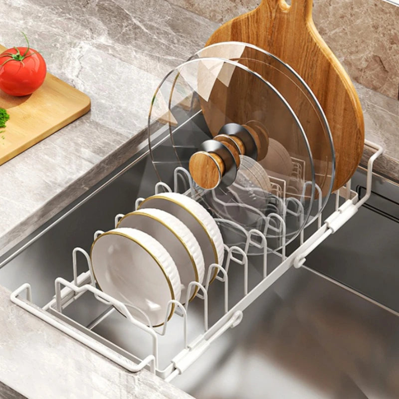 Bowl Rack Drain Rack Retractable Kitchen Dish Rack Small Dish Rack Tableware Storage Box Vegetable Basin Sink Shelf Oasis Select