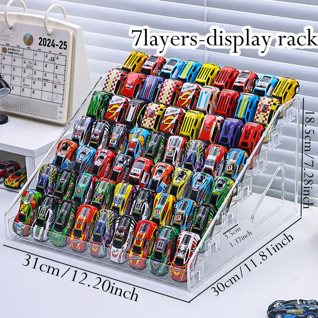 1pc acrylic multi-layer stepped toy car display rack buckle cosmetic home storage rack ideal choice for storage enthusiasts Oasis Select Transparent 7-layer