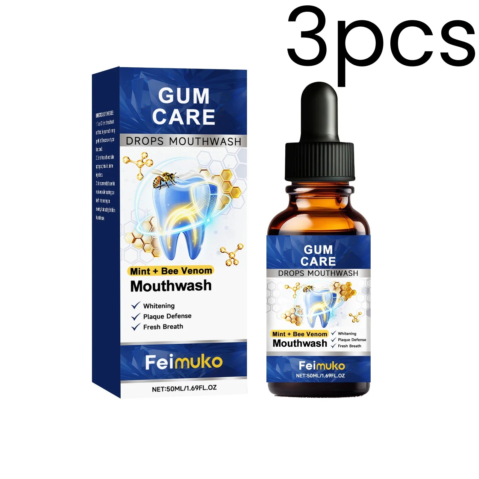 Feimuko Bee Venom Gum Care Mouthwash – Teeth Whitening 50ml Gum Care Mouthwash Oasis Select 3pcs One Unit adults