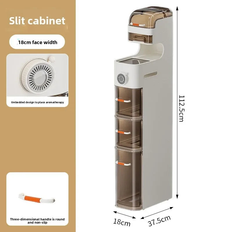 Multi-functional Drawer Type Crevice Cabinet, Kitchen Storage Rack, Bathroom, Narrow Slit With Light, Dust-proof Storage Cabinet Oasis Select 18cm-7-A