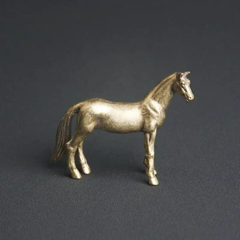 Miniature Bronze Brass Horse Figurine Sculpture Animal Statue Pure Copper Desktop Decoration Artwork for Home Decor Oasis Select