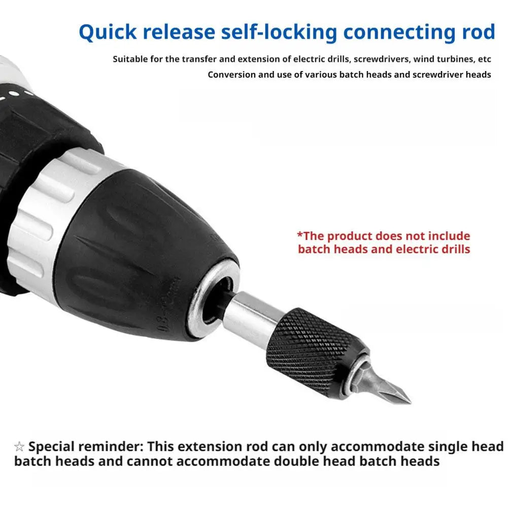 3-Pc 1/4" Hex Quick-Release Magnetic Bit Extension Rod Set