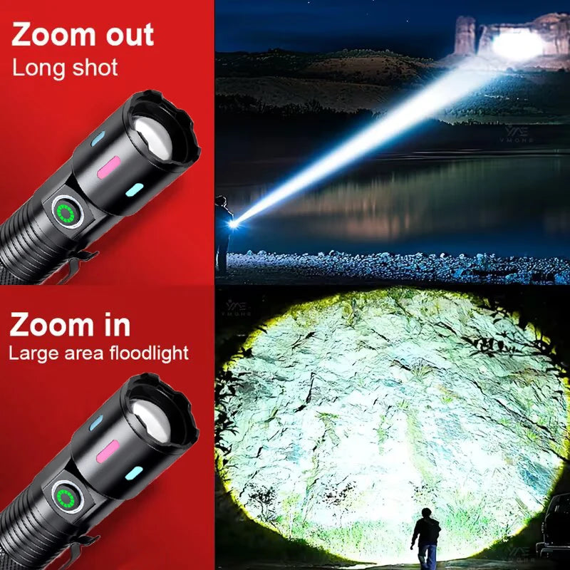 Mikenoon Rechargeable LED Flashlight with Hat Clip | Camping