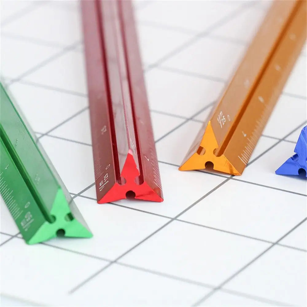 High Quality Colorful 15cm 30cm Aluminum Triangular Scale Ruler 1:20 - 1:600 Alloy Metal Scale Regua Desenho H0003 Oasis Select