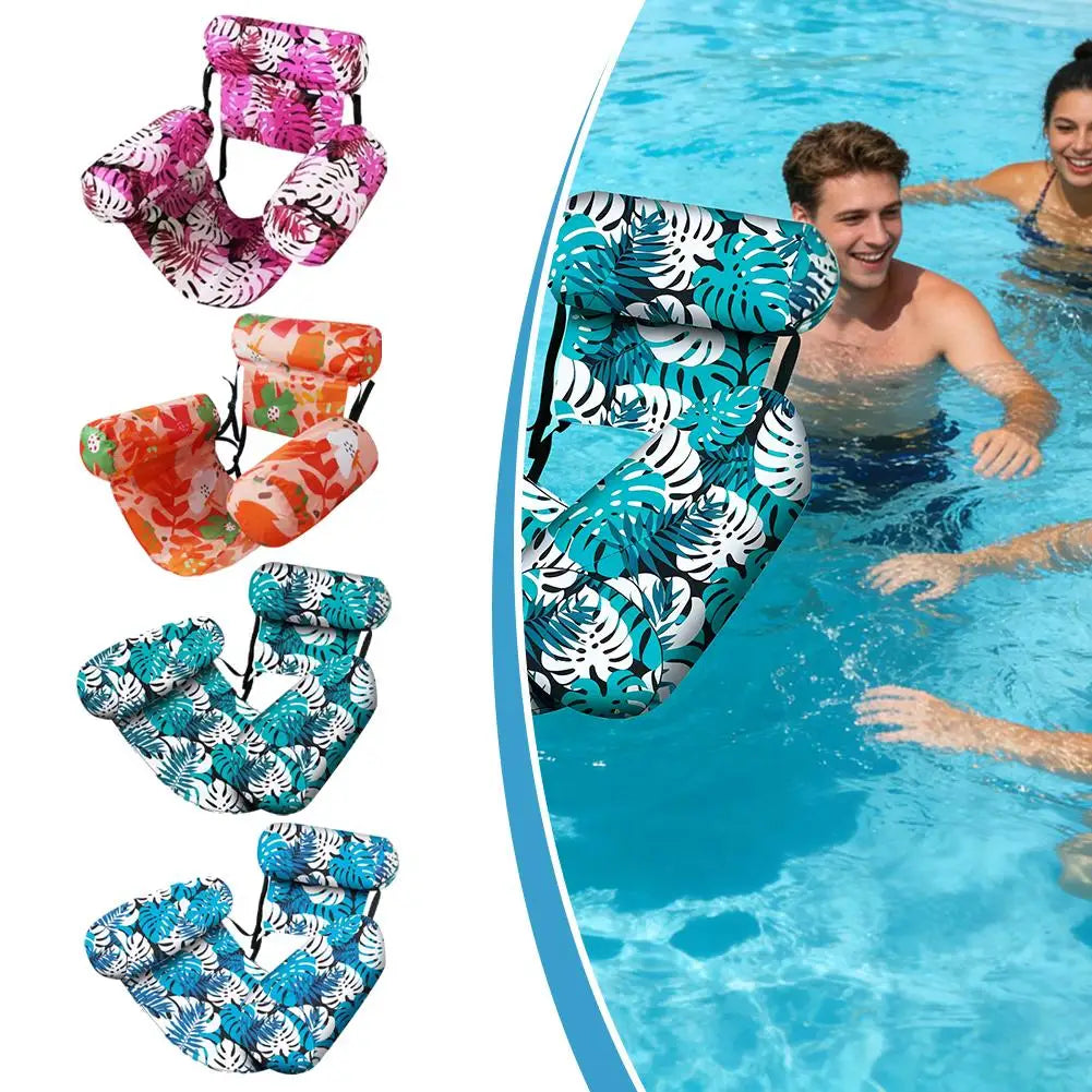 Portable Foldable Inflatable Water Hammock, Comfortable Pool Lounge Chair, Heavy-Duty Floating Recliner Bed for Adults Swimming Oasis Select