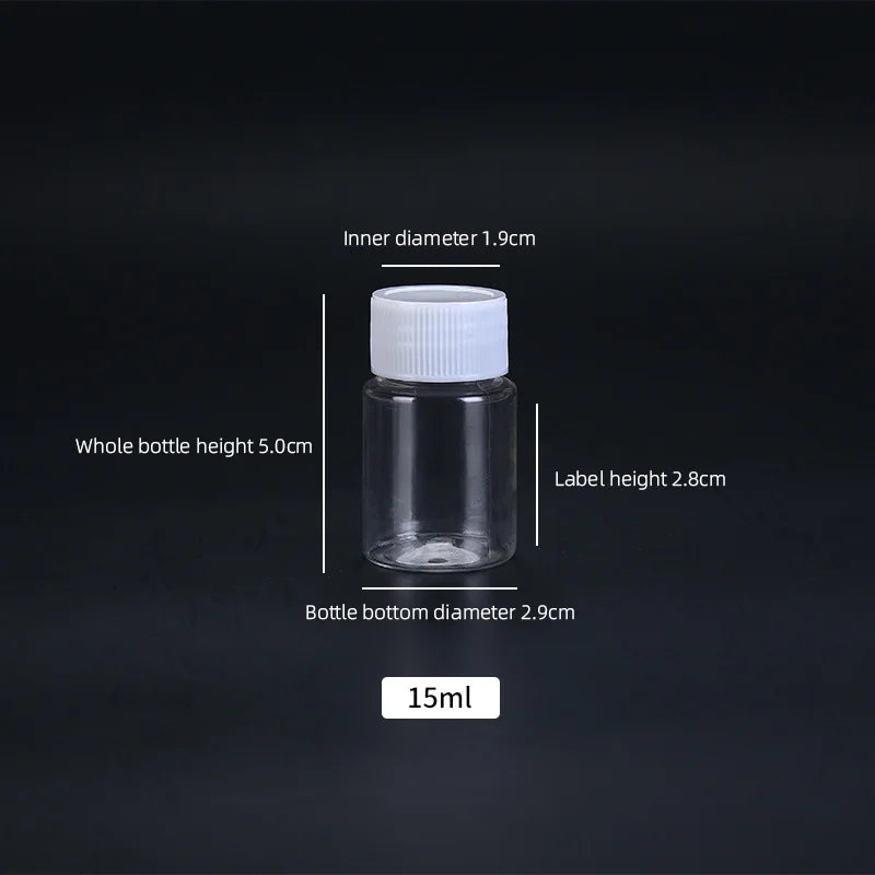 15ml/20ml/30ml/100ml Plastic PET Clear Empty Seal Bottles Solid Powder Medicine Pill Vial Container Reagent Packing Bottle Oasis Select 15ml