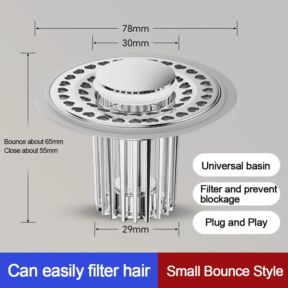 Plastic Floor Drain Filter Mesh Hair Trap Anti-clog Pop Up Drain Filter Multifunctional Sealing Cover Shower Leak Net Oasis Select Type1-grey