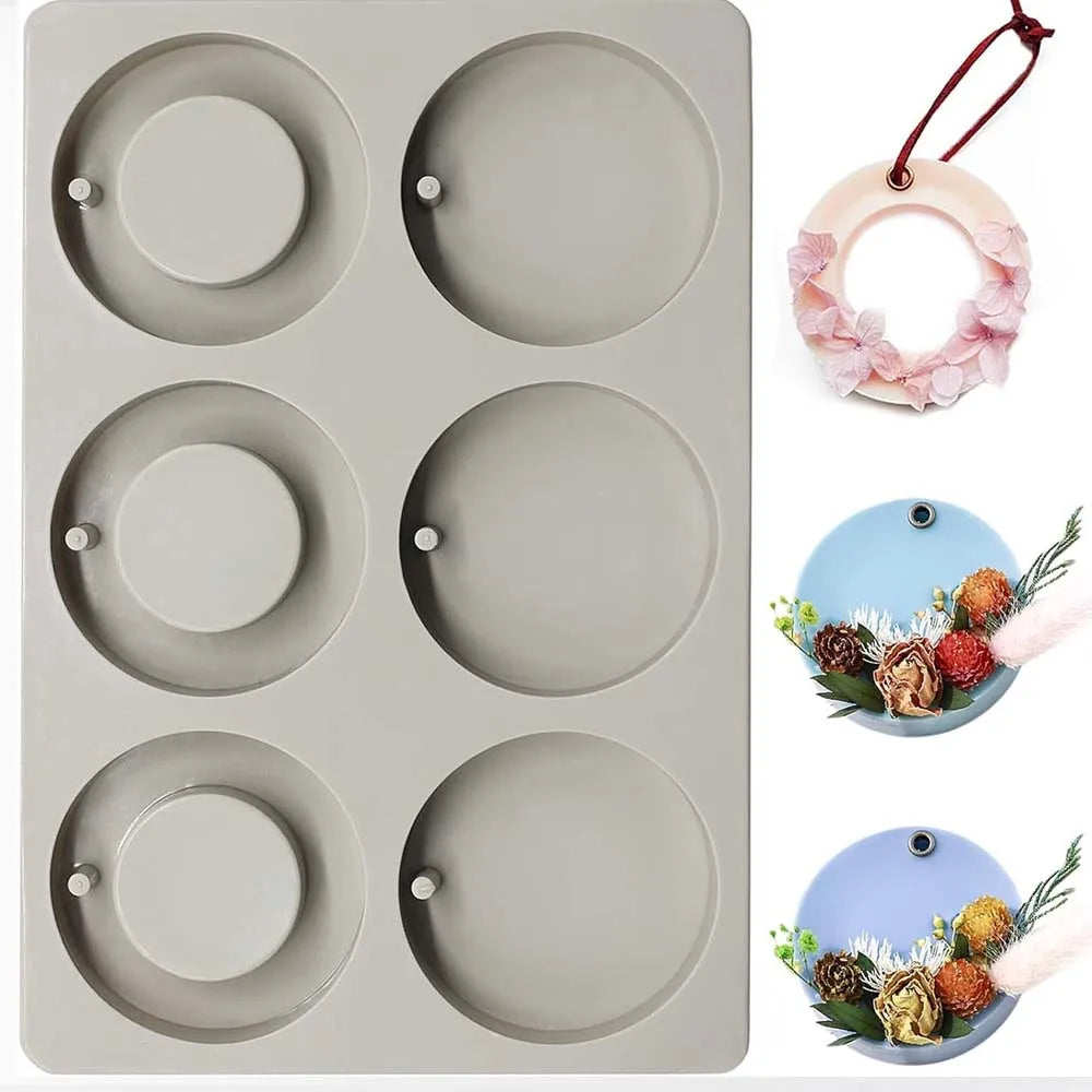 1PC DIY Silicone Clay Aromatherapy Tablets Molds Hanging Ornaments Wax Molds Flower Soap Mold Craft Accessories Soap Mold