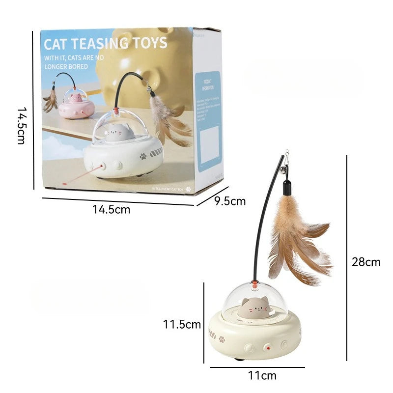 Smart Electric Cat Toy with Auto Rotating Feather Wand - Interactive Self - Playing Pet Toy for Lazy Owners Cat Toys Interactive Oasis Select