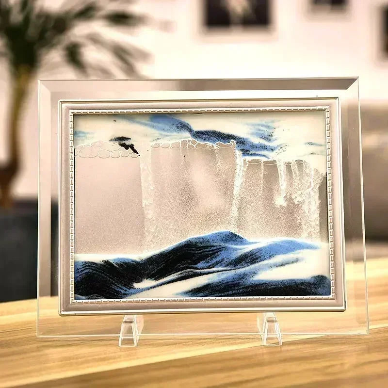 Round Glass Deep Sea Sand Art Picture Dynamic Flowing Sandscape Ornament Creative Quicksand Painting Desktop Decor Craft Oasis Select A
