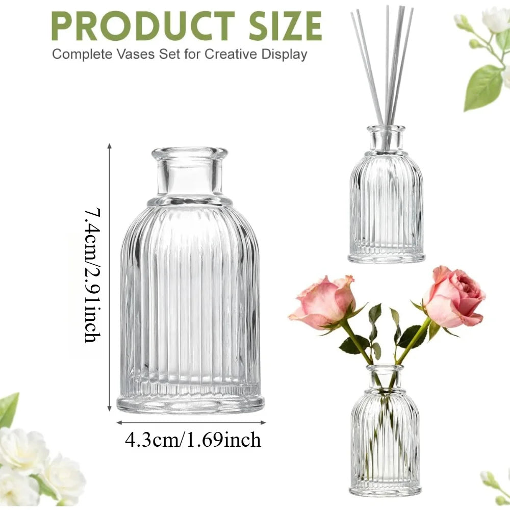 2/4/6 PCS Clear Glass Mini Bottles – Reed Diffuser & Bud Vase Set for Wedding Centerpieces, DIY Fragrance & Florist Decor Oasis Select