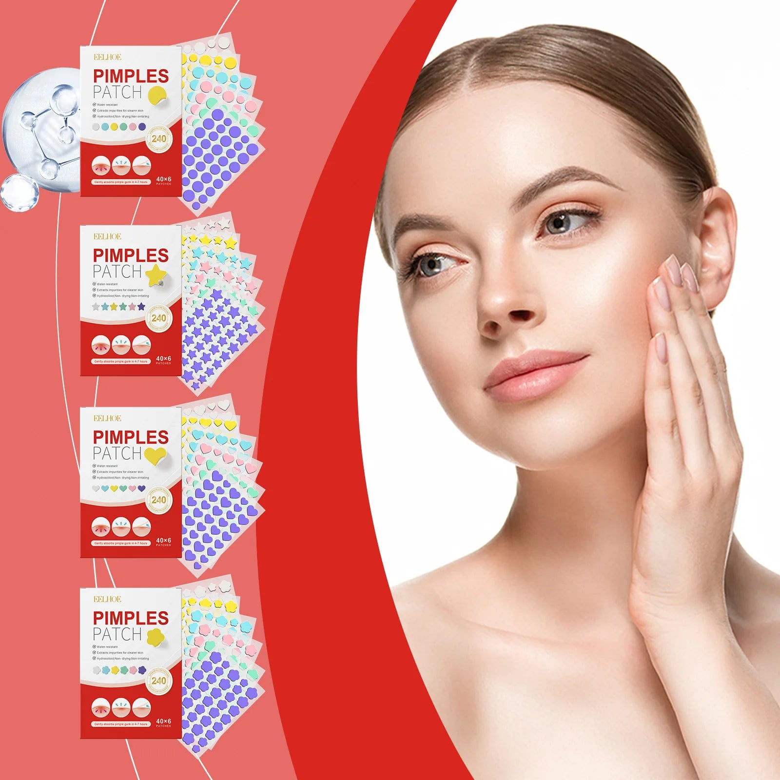 240pcs Salicylic Acid Acne PatchesStar Pimple Patch Acne Colorful Invisible Acne Removal Skin Care Stickers Concealer Face Spot Oasis Select