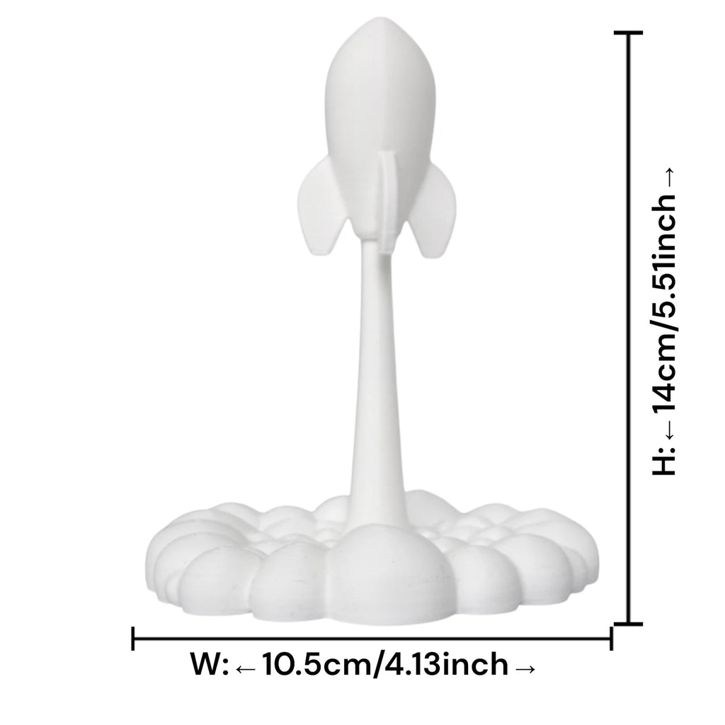 Rotatable Rocket Launch Figurine Modern Theme Statue Whimsical Rocket with Cloud Base Ornaments for Home Office Desk Decor Gifts Oasis Select Jet rocket