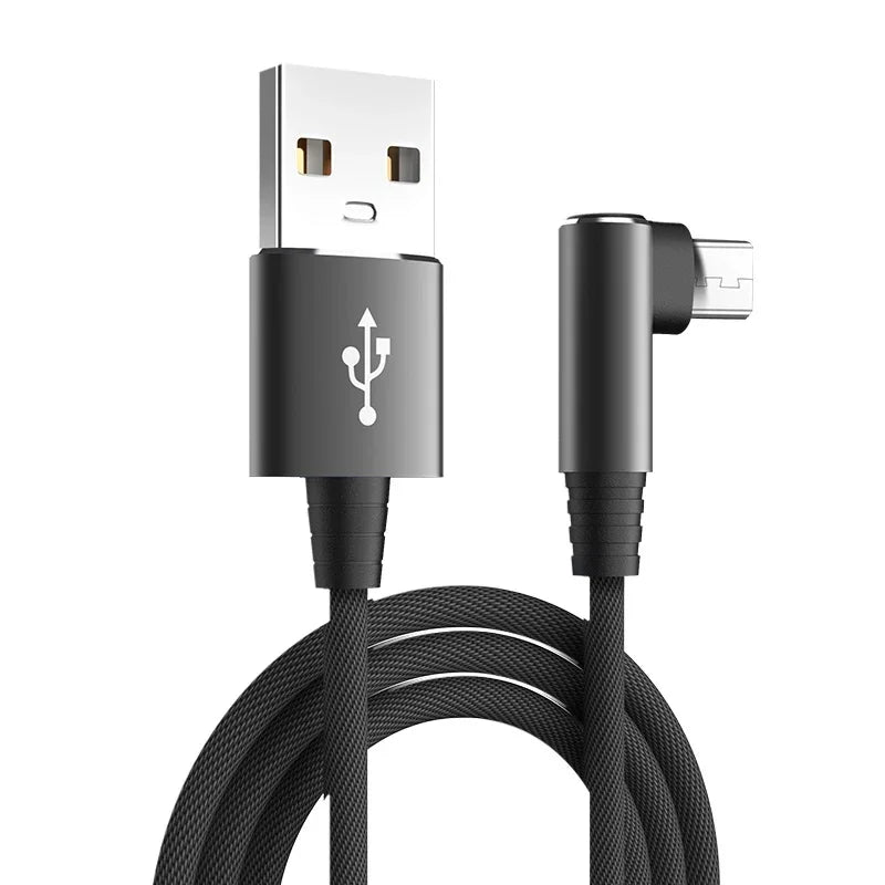 1/3pcs USB Micro Cable 3A 90 Degree Elbow Data Cable Charger Cord for Xiaomi Mobile Phone Accessories Fast Charging Usb Cable Oasis Select black-1pcs 3m