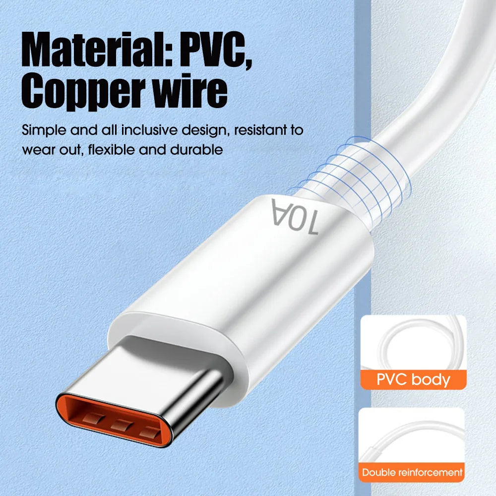 100w Fast Charging USB Type C Cable Data Sync Wire for Mobile Phones Compatible with Huawei P30 Xiaomi Realme Samsung Poco X6 Oasis Select