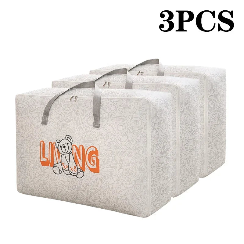 1-5Pcs Clothes Quilt Storage Bag Waterproof Moistureproof Large Capacity Luggage Bag Packing Bag Thickened Non-woven Storage Bag Oasis Select L 3PCS