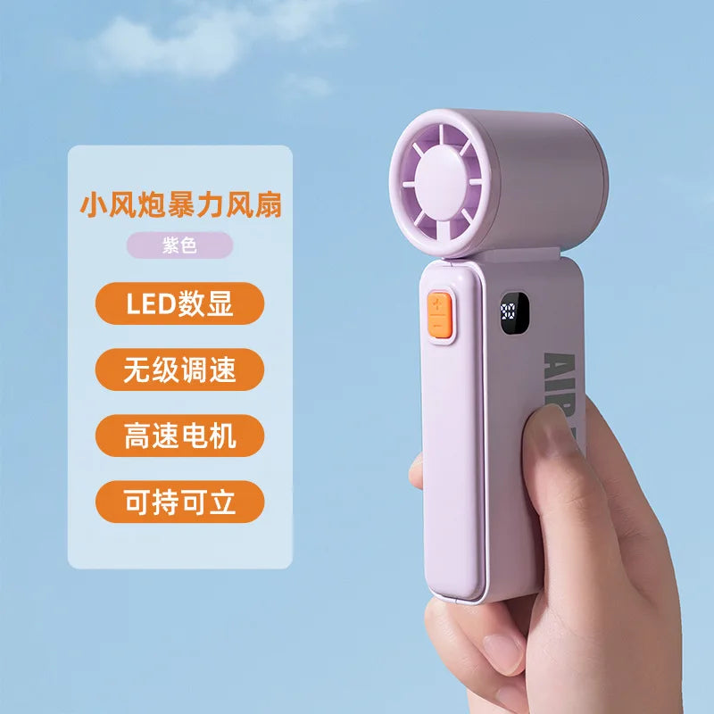 URGGU Mini Handheld Fan – USB Rechargeable, Digital Display