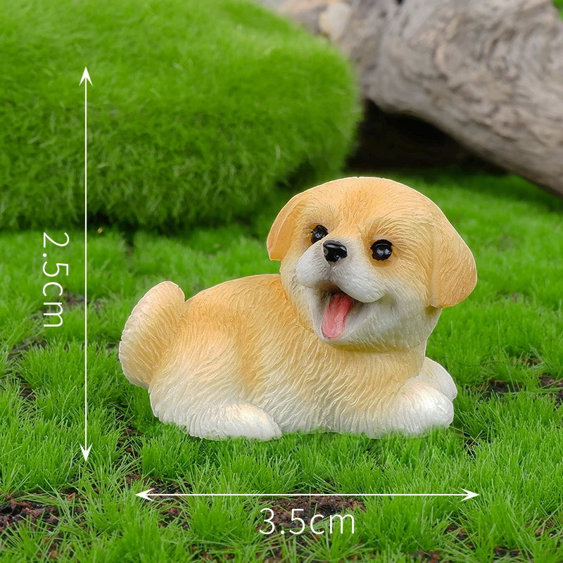 Resin Small Dog Figurine, Miniature Bonsai, Fairy Garden, Microlandscape, Crafted, Decorative Pet Statue, 1Pc Oasis Select A8 Golden Retriever