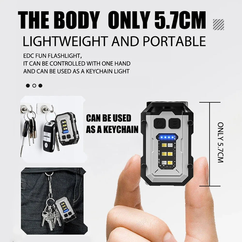 Portable LED Flashlight Super Bright Mini Rechargeable LED Tail Magnet Torch with COB Side Emergency Light for Camping Hiking Oasis Select