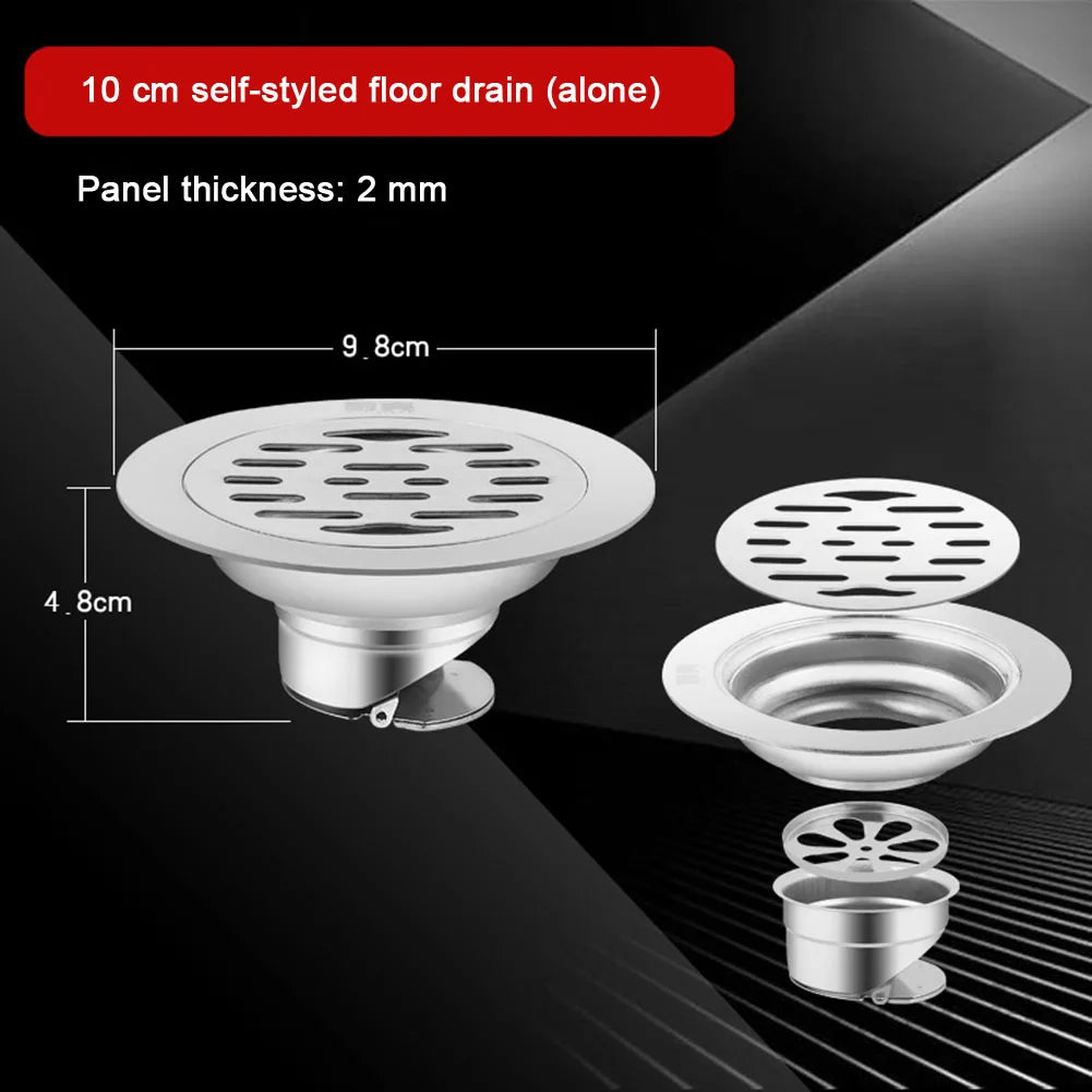 Stainless Steel Floor Drains Anti-odor Drainer Shower Strainer Cover 10cm Deodorant For Kitchen Hotel Bathroom Oasis Select