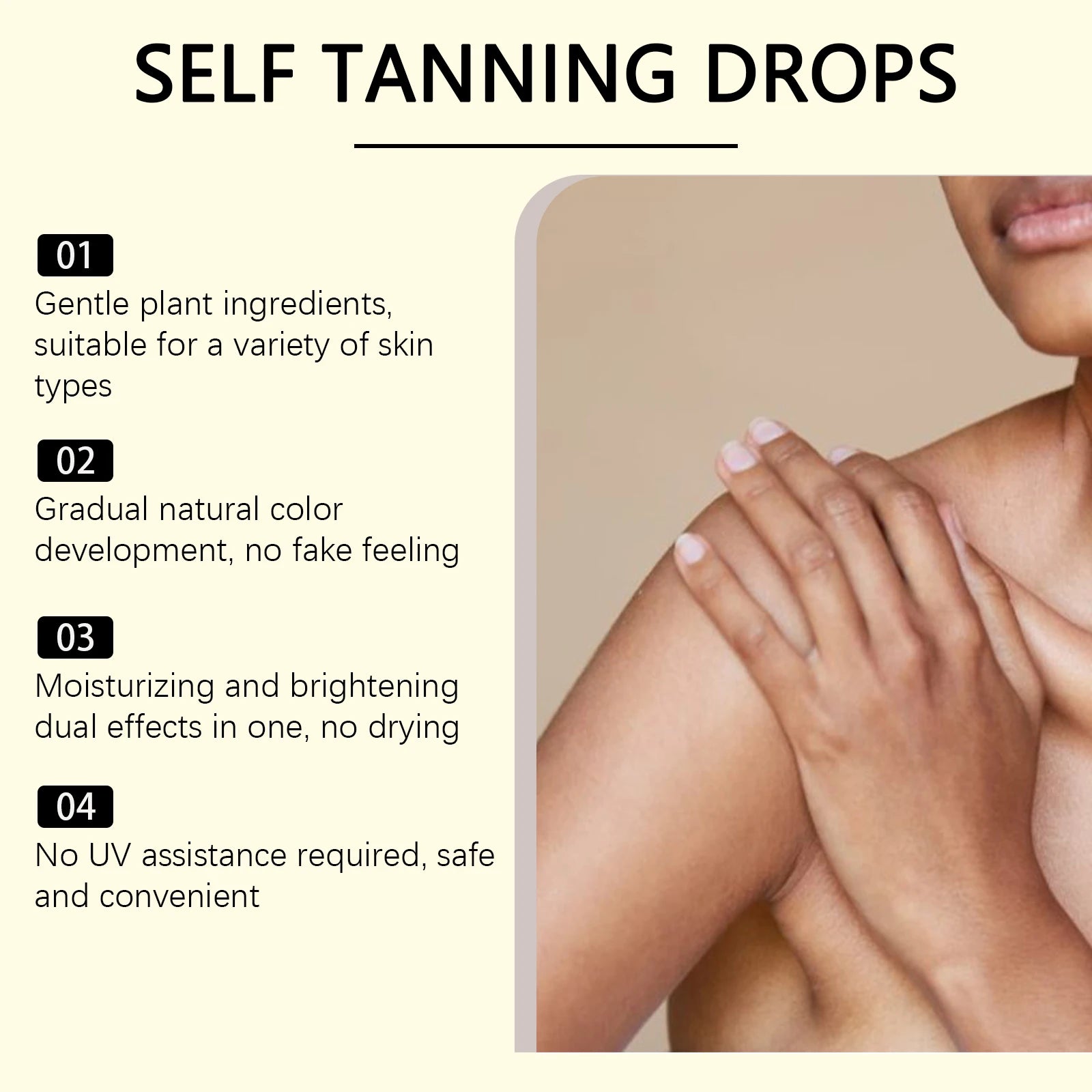 Self Tanning Drops Sunless Lasting Solarium Bronzer Natural Tanner for Body Face Antioxidant Prevent Sunburn Tanning Products Oasis Select