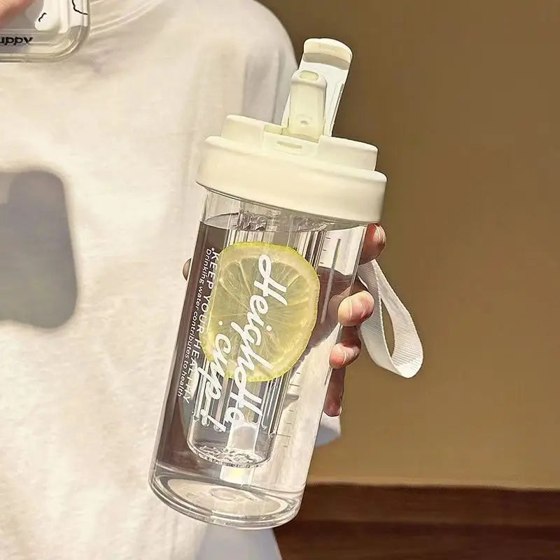 Large Capacity Portable Chic Leak Proof Plastic Water Bottle for Women Students Christmas Holiday Travel Essential Gear Oasis Select white 600ml