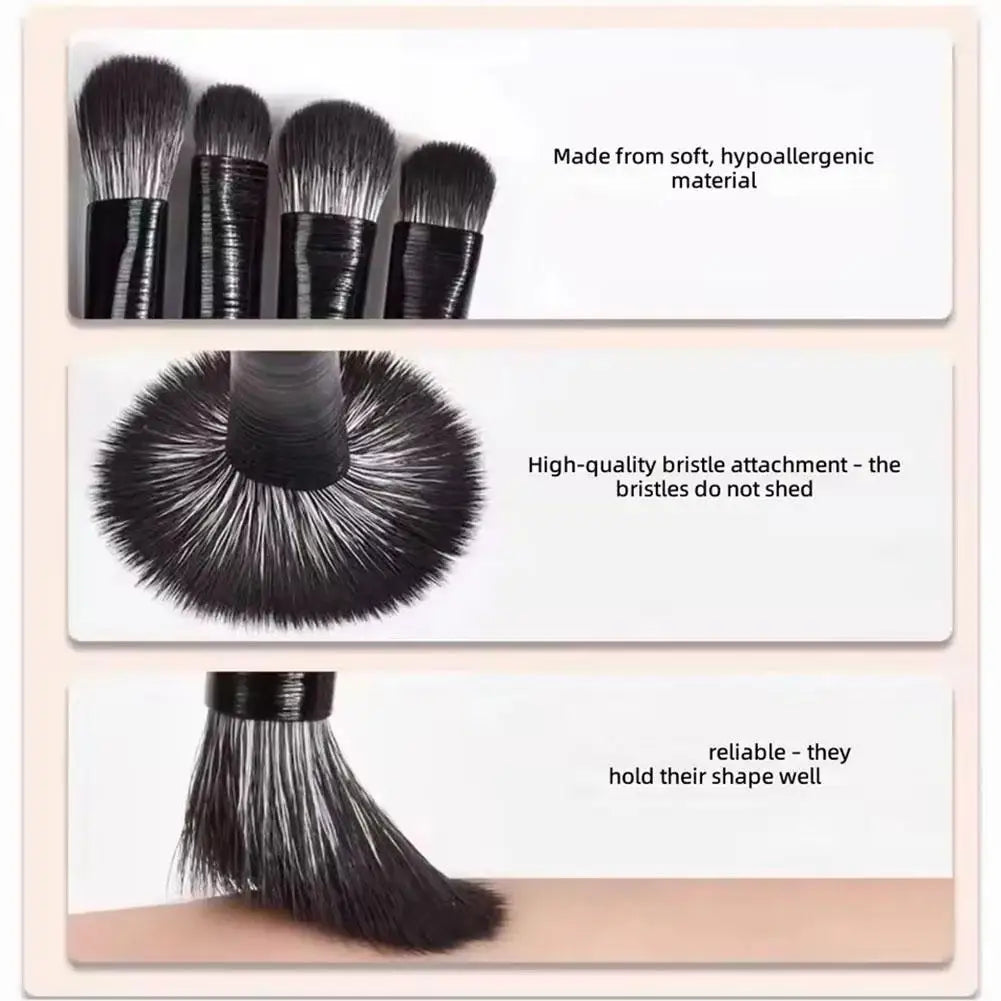 Eye Brushes Set, 10PCS Black Makeup Brushes with Concealer Powder Eyeshadow Blending Eyeliner Spoolie Brush Cosmetic Brush Kit Oasis Select