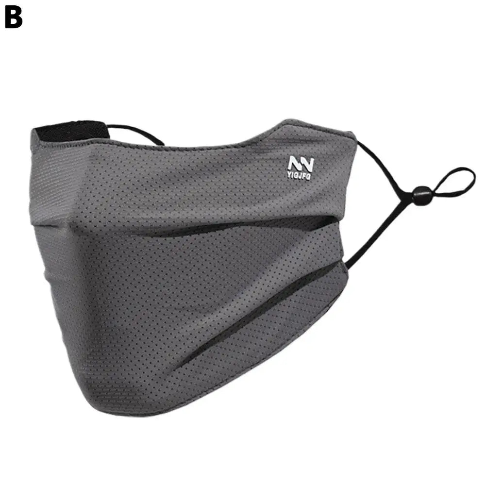 Breathable Ice Silk Face Cover UV Face Shield Washable Reusable Sun Protection Face Mask for Motorcycle Running Riding Exercise Oasis Select One Size Dark Gray