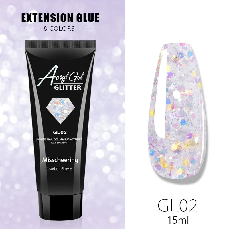 30ml/15ml Nail Extension Gel Nail Build Poly Nail Acrylic Gel UV LED Quick Extension of Crystal Model Painless Crystal Glue Oasis Select GL02