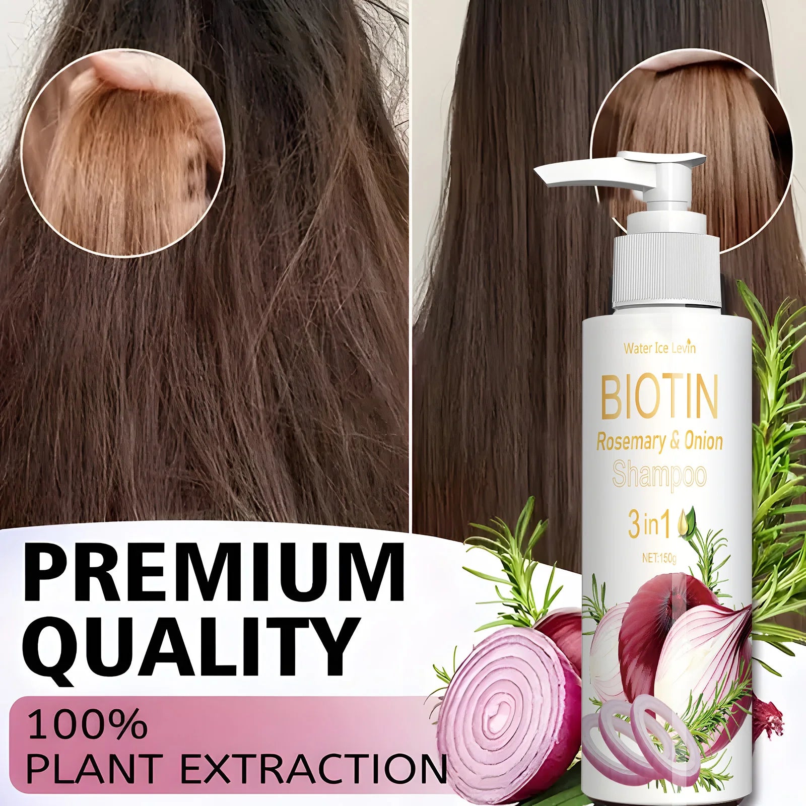 Biotin Rosemary & Onion 3-in-1 Shampoo – Anti-Thinning Hair Hair Growth Shampoo Oasis Select