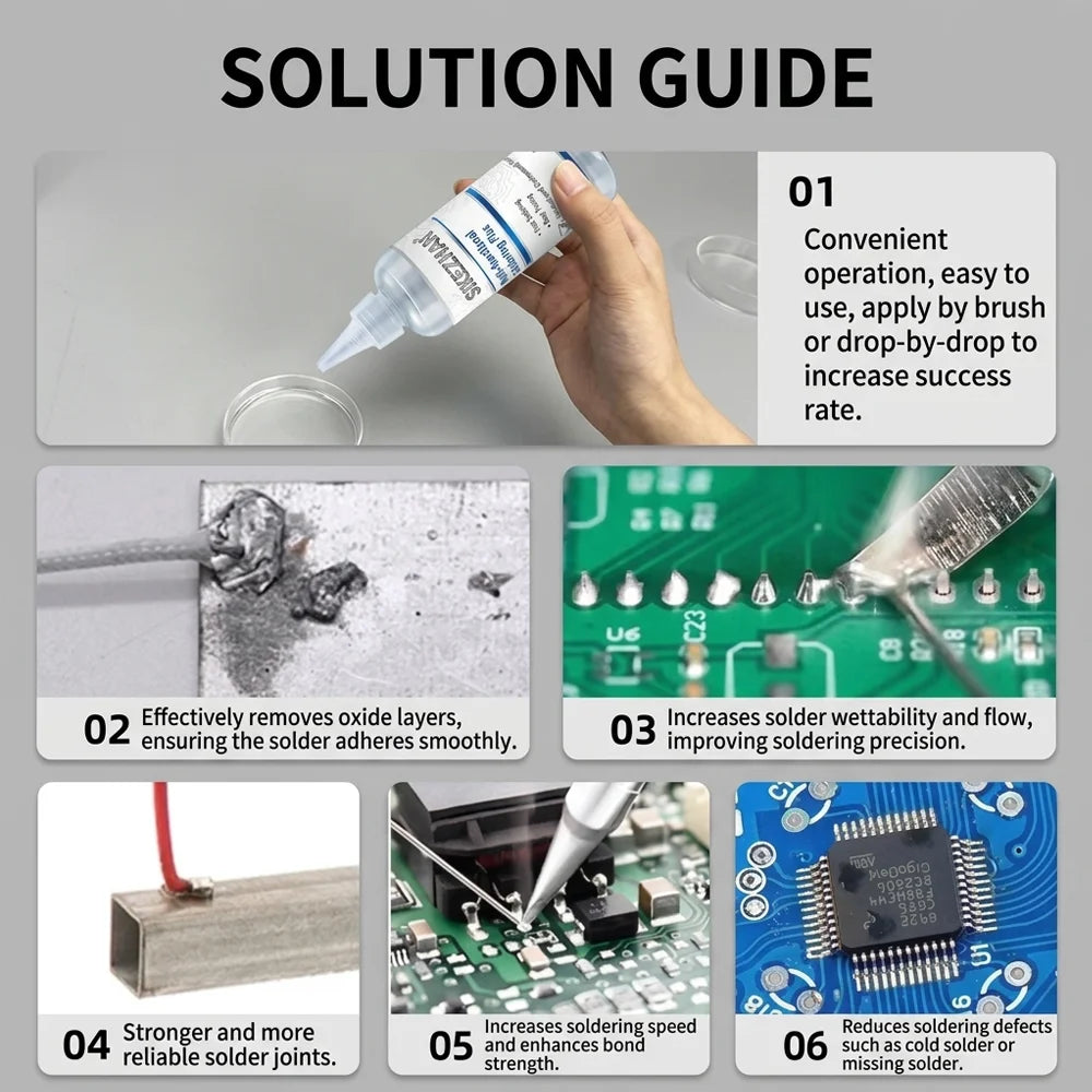 SIKEZHAN Multi-functional Flux Soldering Liquid for PCB BGA Repair Battery Welding Stainless Steel Galvanized Sheet Welding Tool Oasis Select