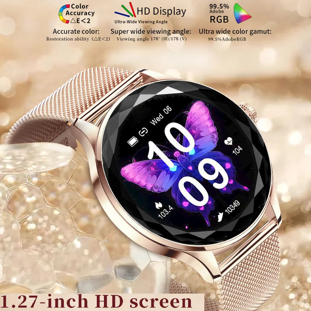 Hot Sale 1.27" Lady Fashion Waterproof Smartwatch Blue Tooth Call Heart Rate Health Smart Watch Sports Women Music Gift Calorie Oasis Select