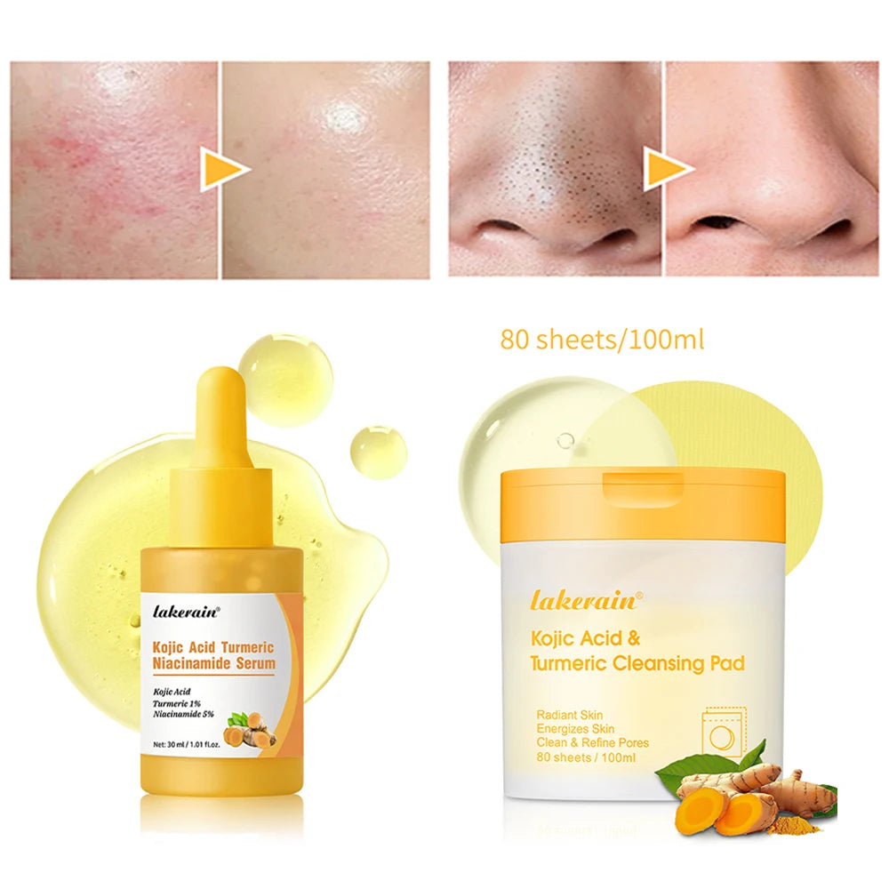 Kojic Acid Turmeric Niacinamide Serum & Cleansing Pads Duo