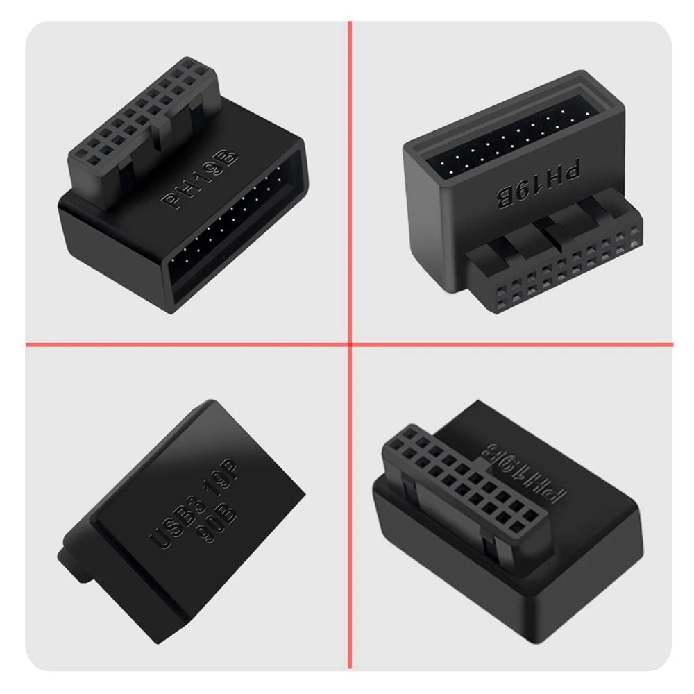 PH19B USB 3.0 Internal Header USB3.0 19/20P Socket 90 Degree Adapter Converter for Computer Motherboard Oasis Select