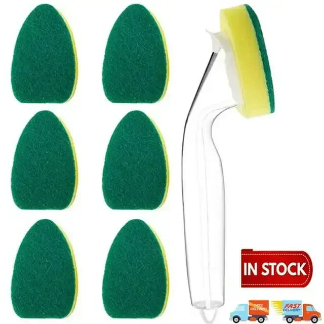 7Pcs Heavy Duty Dish Wand Sponge Refill Replacement Heads for Kitchen Sink Cleaning Dish Wash Sponge Oasis Select green