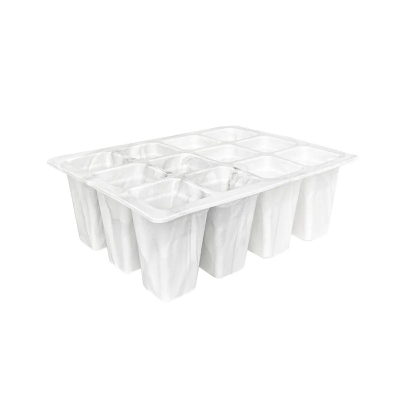 9 Plaid Pattern Square Silicone Seed Germination Tray with Drainage Holes Greenhouse Seedling Container Plant Pot Oasis Select WHITE