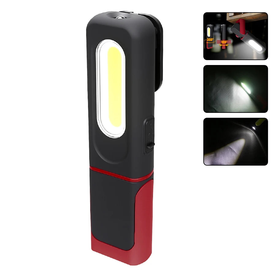 High Lumen Portable Rechargeable LED Work Light Magnetic Flashlight with Hooks and Magnetic Base Work Light with Display Screen Oasis Select D92-red