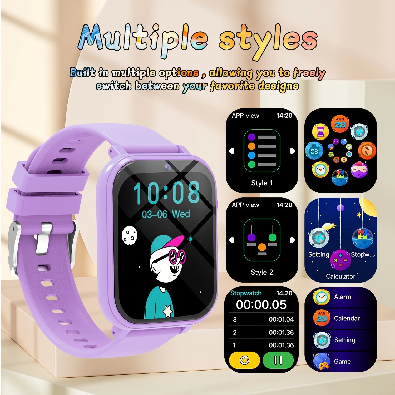 ERUN Kids Smart Watch – Camera, Steps Tracker & Colorful Bands