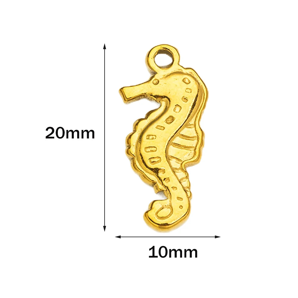 5pcs Stainless Steel Starfish Charms Shell Fish Tail Hippocampus Gold Charms Pendants Jewelry Making Ocean Dangle Accessories Oasis Select Gold 10x20mm 5 Pieces