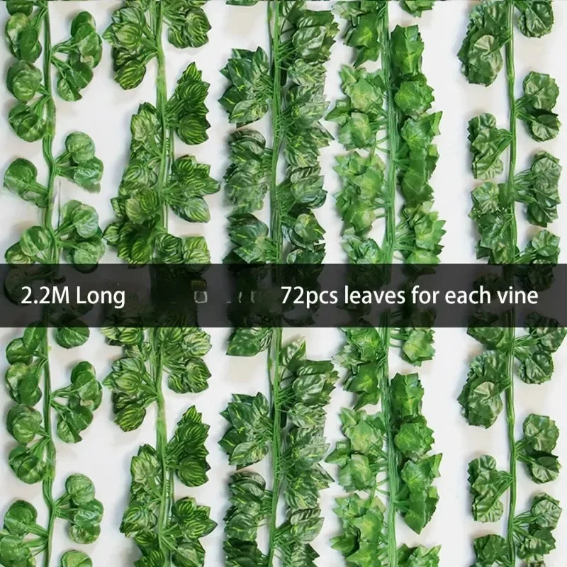 220cm Artificial Liana Vine Wall Hanging Fake Plants Ivy String Leaves Decoration Home Outdoor Garden Wedding Party Decors Oasis Select