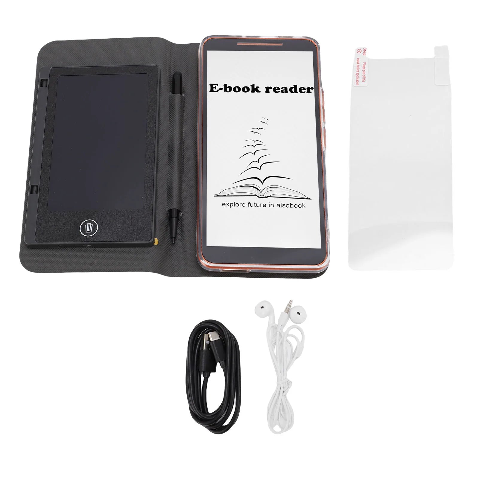 E Book Reader Electronic Book Reader 5.7 Inch WiFi Bluetooth Video and Music Player with Writing Pad Protective Case for Travel Oasis Select black