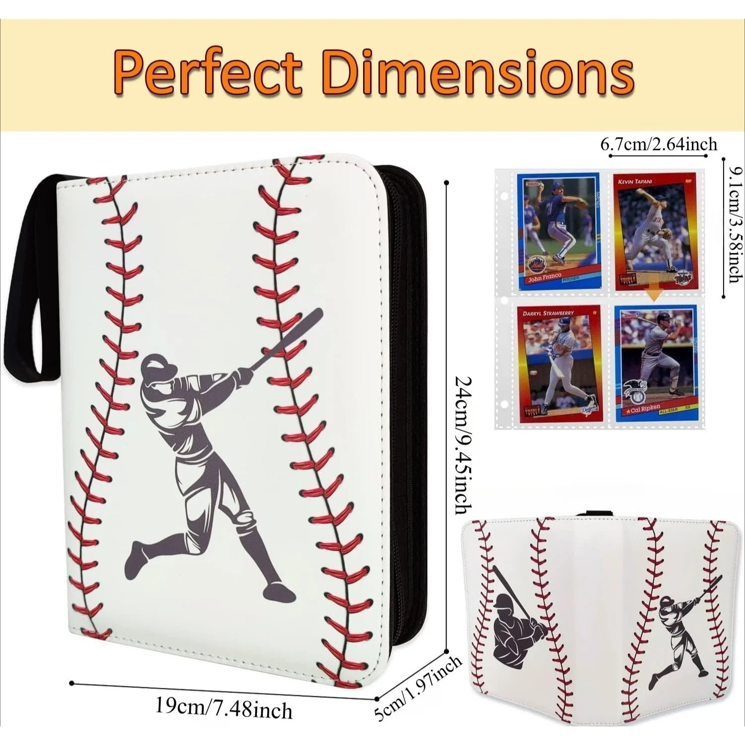 Trading Card Binder 400 Pockets 50 Pages Zipper 3 Ring Sports Album Baseball Card Storage Holder Compact Collector Case Oasis Select